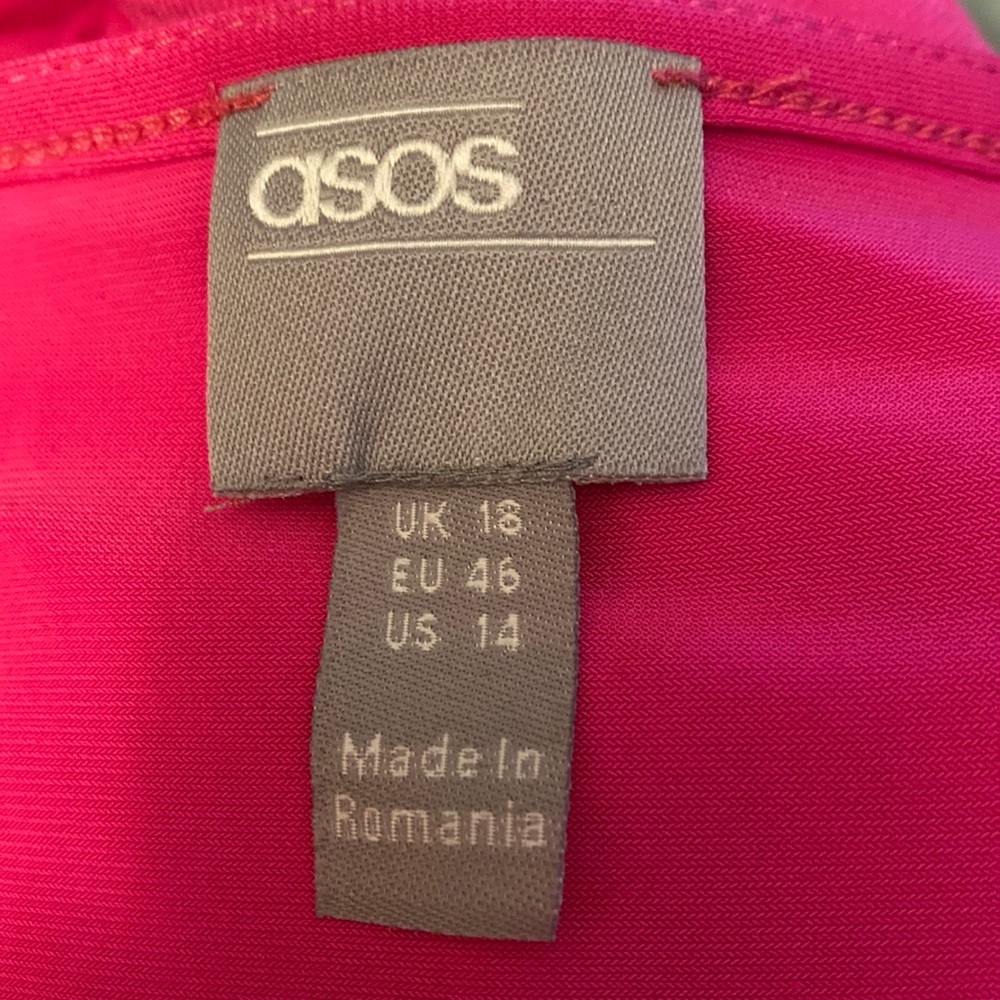 ASOS Pink Balloon Sleeve Jersey Knit Midi Dress Size 14 - Picture 6 of 10